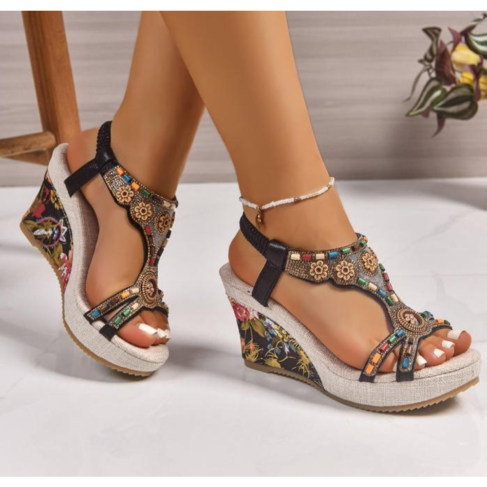 Summer Clothing Sale - Sandálias Femininas de Couro com Plataforma
