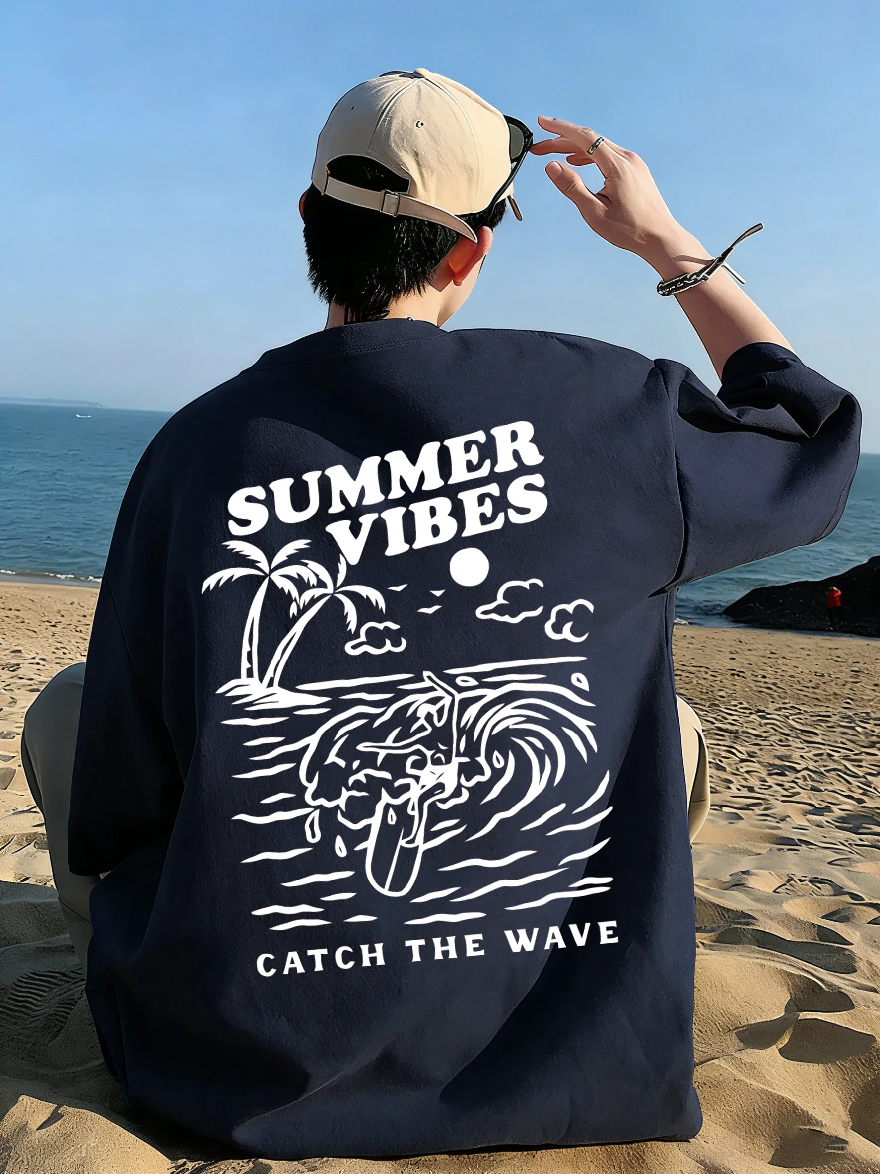 Summer Vibes Clothing Men - Camiseta masculina de algodão com gola