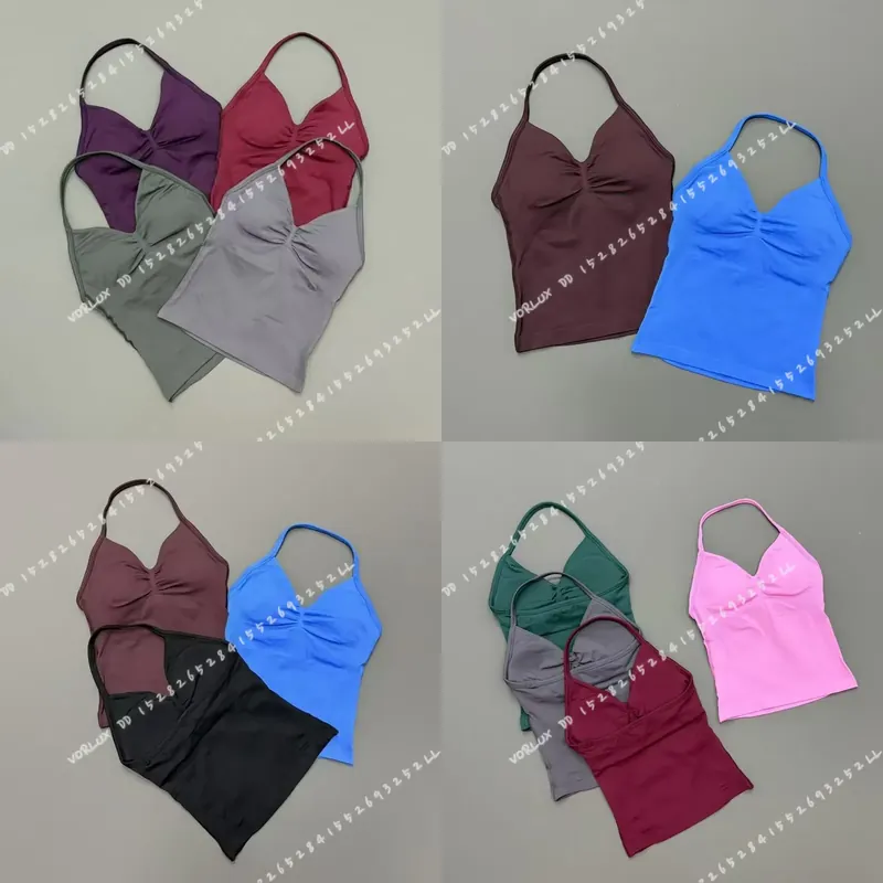 Halter Neck Top - Camiseta de ginástica feminina com decote