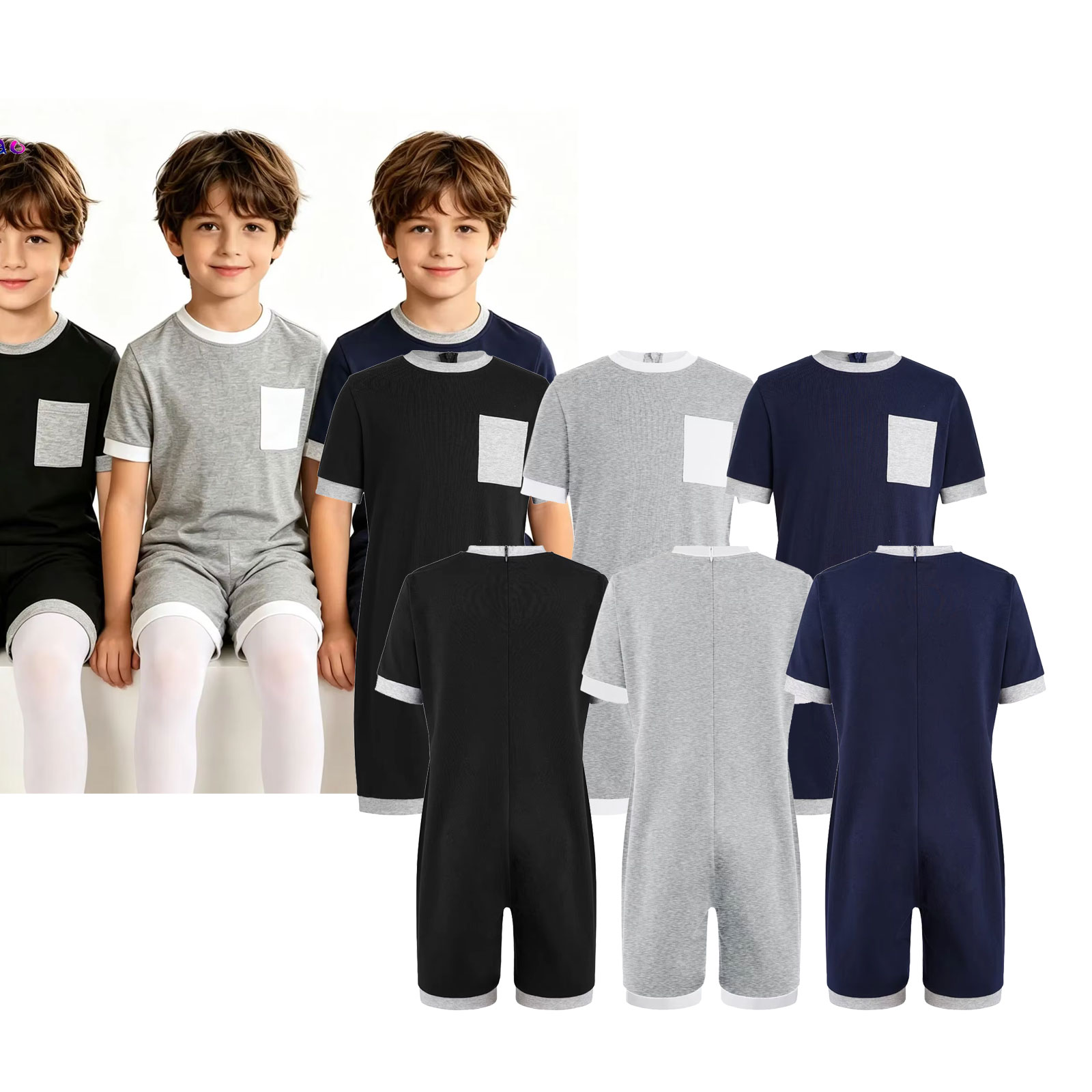 Summer Clothing Kids Boys - Conjunto de 3 Peças de Roupas