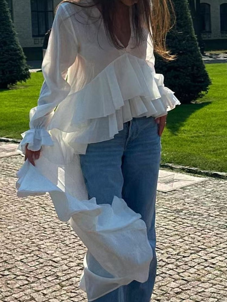 Moda babados camisa longa topo - Summer Clothing Holiday avaliação e preço