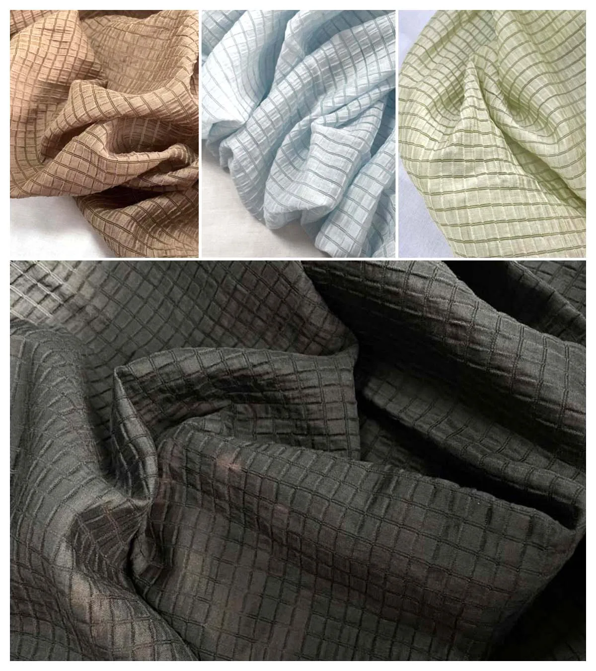 Tecido xadrez amarelo creme ma - Summer Clothing Material avaliação e preço