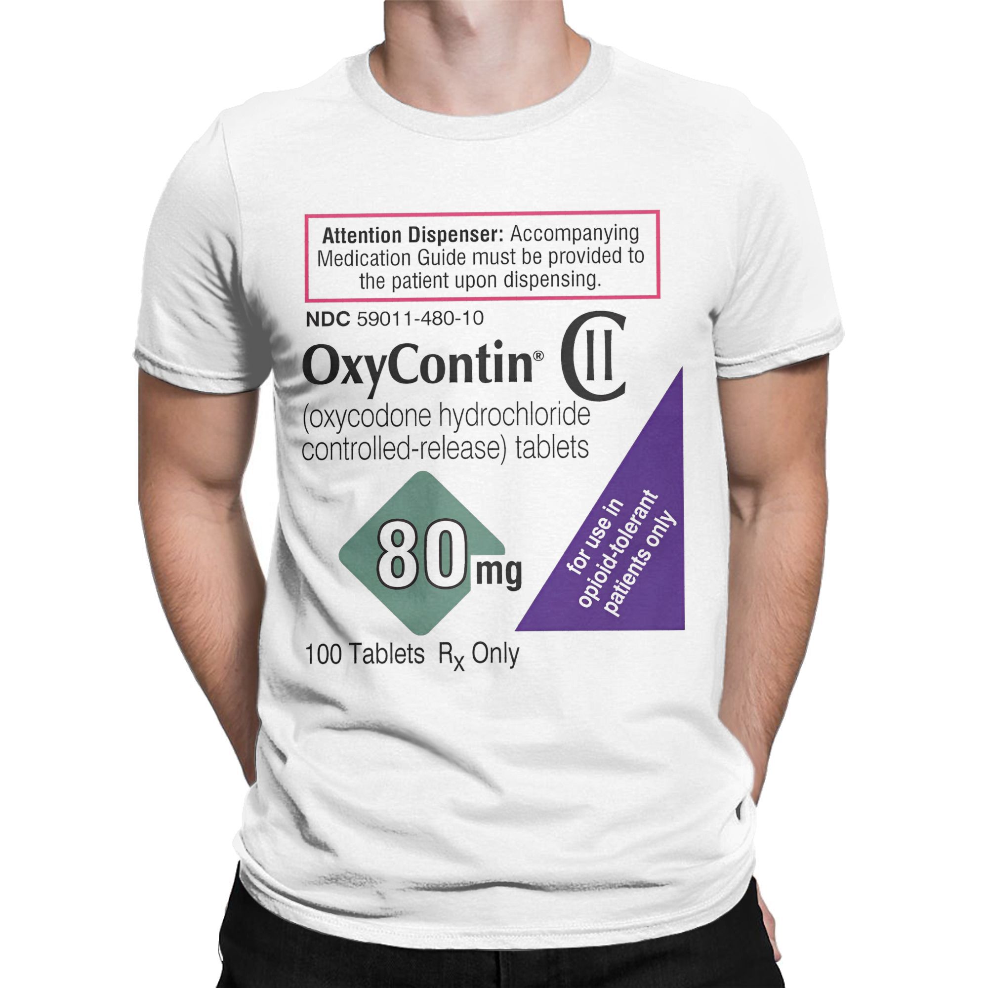 Oxycontin 80mg etiqueta camise - Summer Clothing Label avaliação e preço