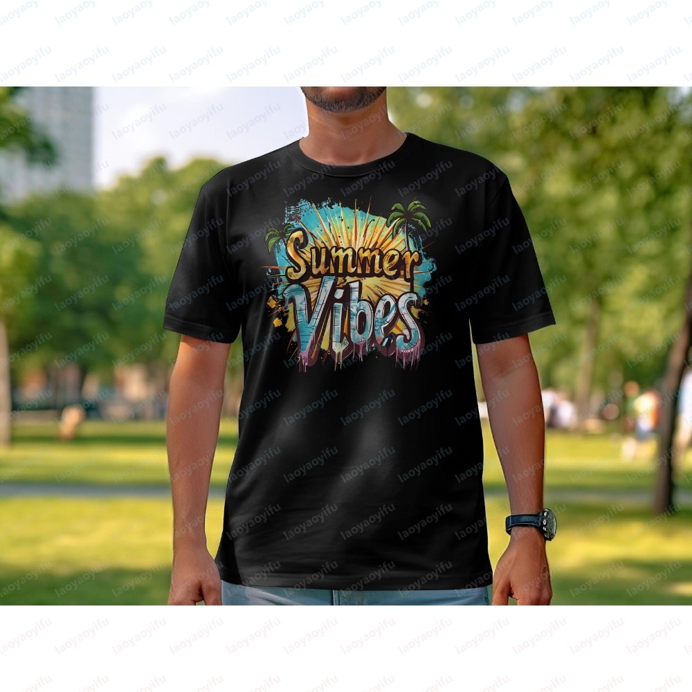 Camiseta unissex de verão, cam - Summer Vibes Clothing Men avaliação e preço