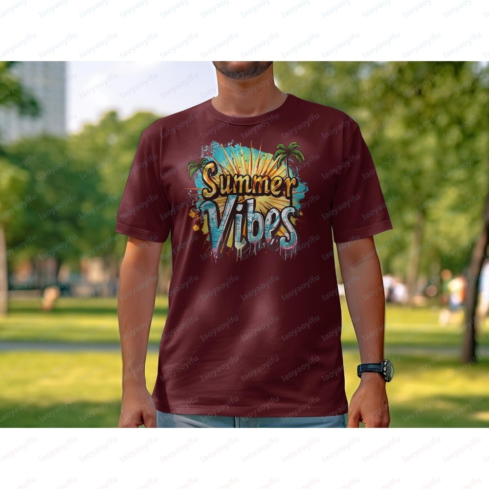 Camiseta unissex de verão, cam - Summer Vibes Clothing Men avaliação e preço