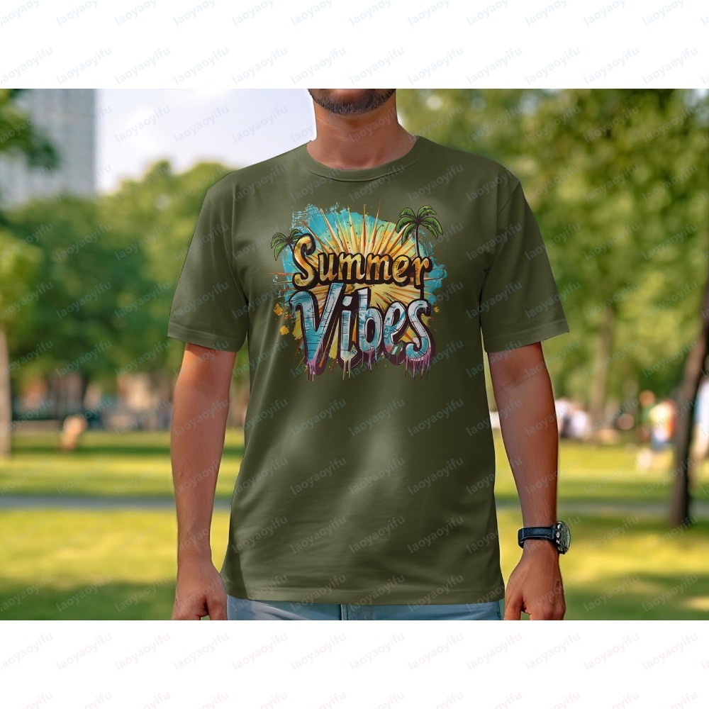 Camiseta unissex de verão, cam - Summer Vibes Clothing Men avaliação e preço